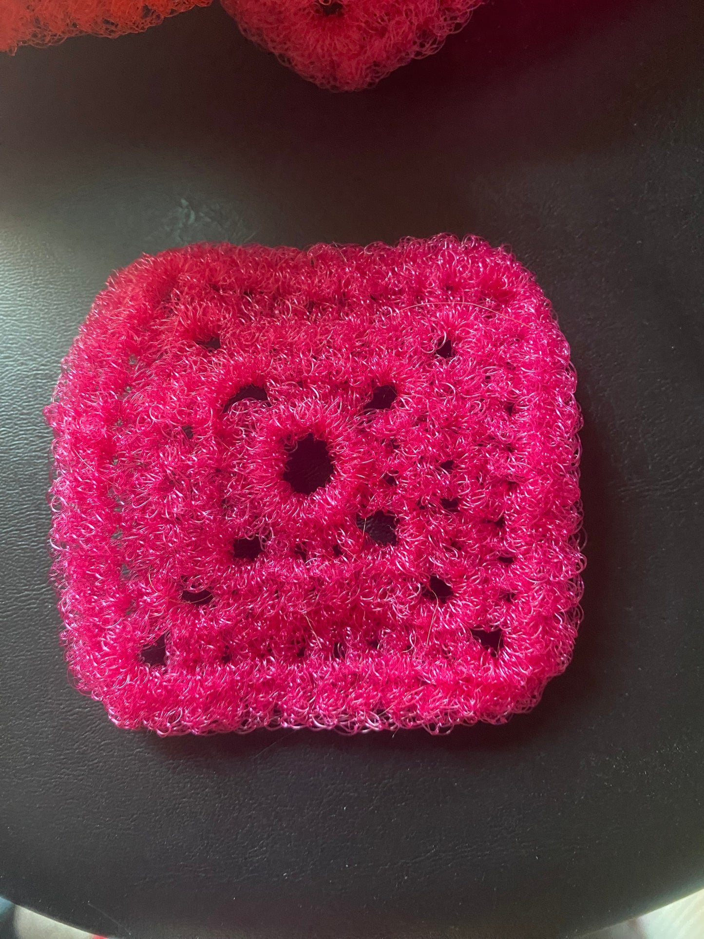 Mini pink square dish scrubbie