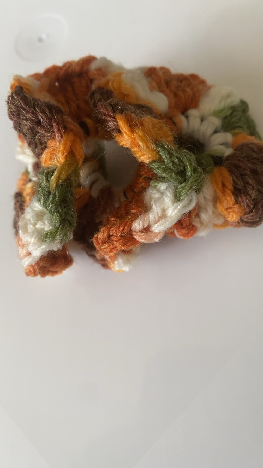 Multicolor green/orange/brown/white scrunchy