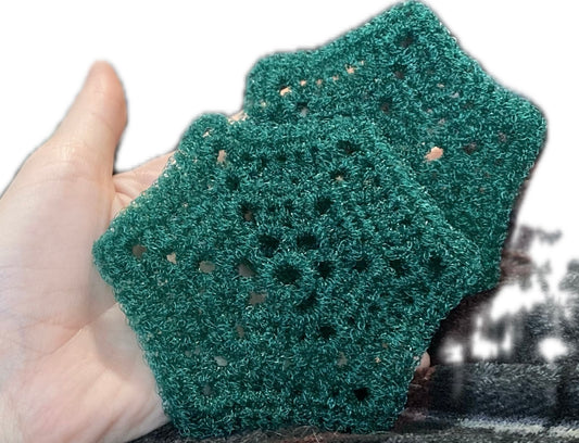 Green hexagon dish scrubbie