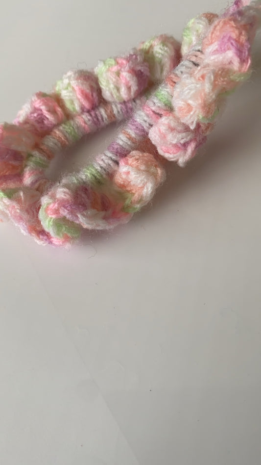 Multicolor white pink green purple scrunchy