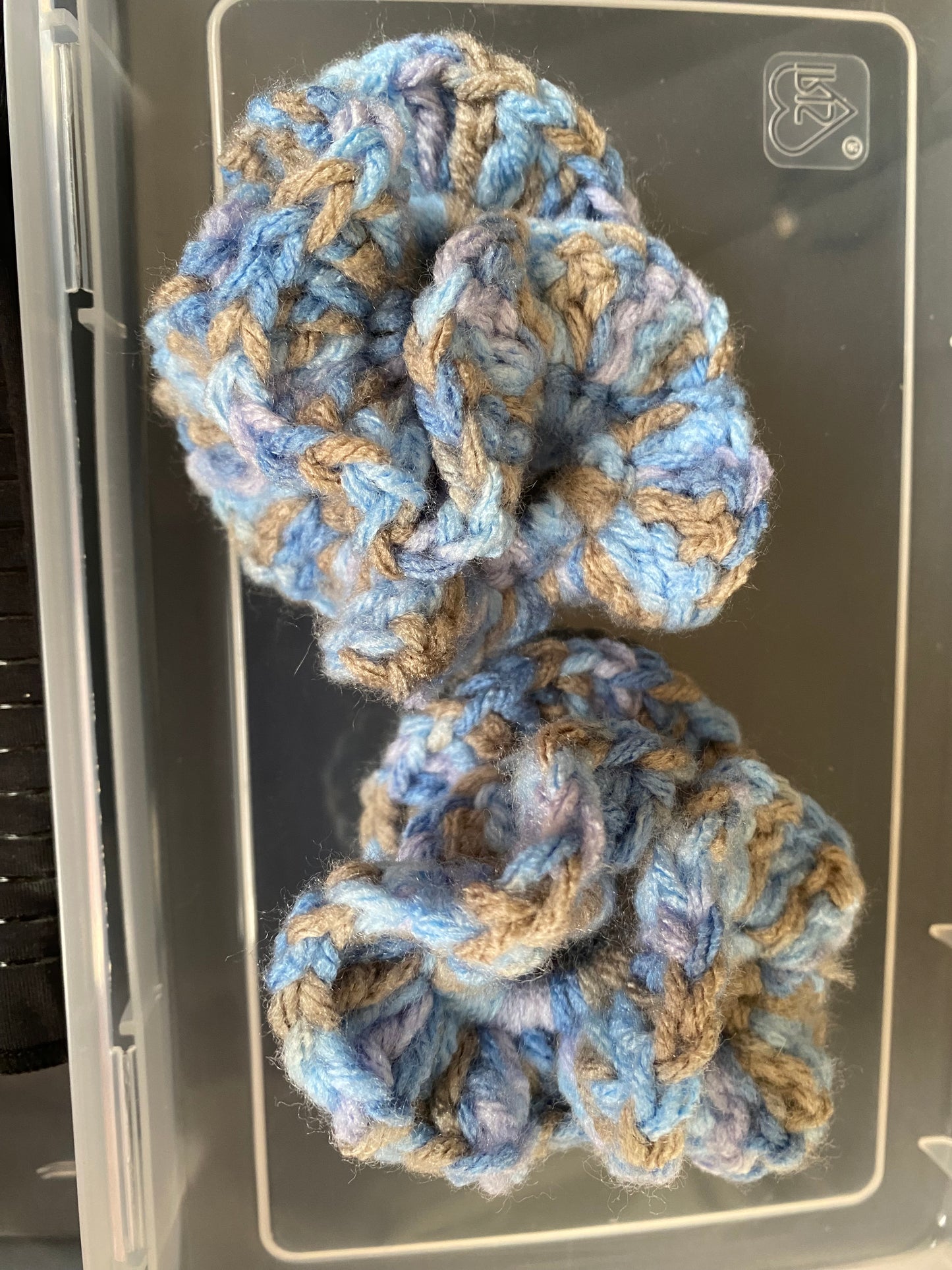 Multicolor blue lilac brown scrunchy