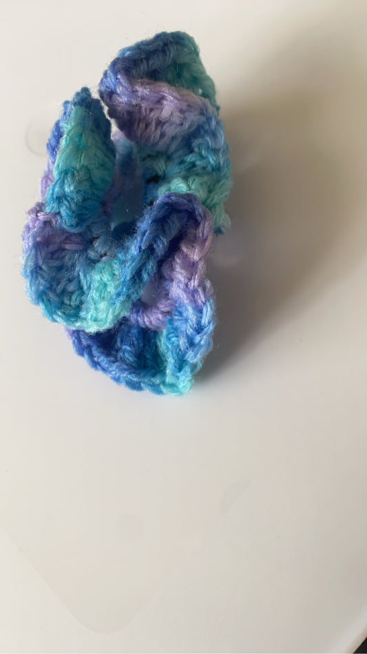 Multicolor blue purple light blue scrunchy