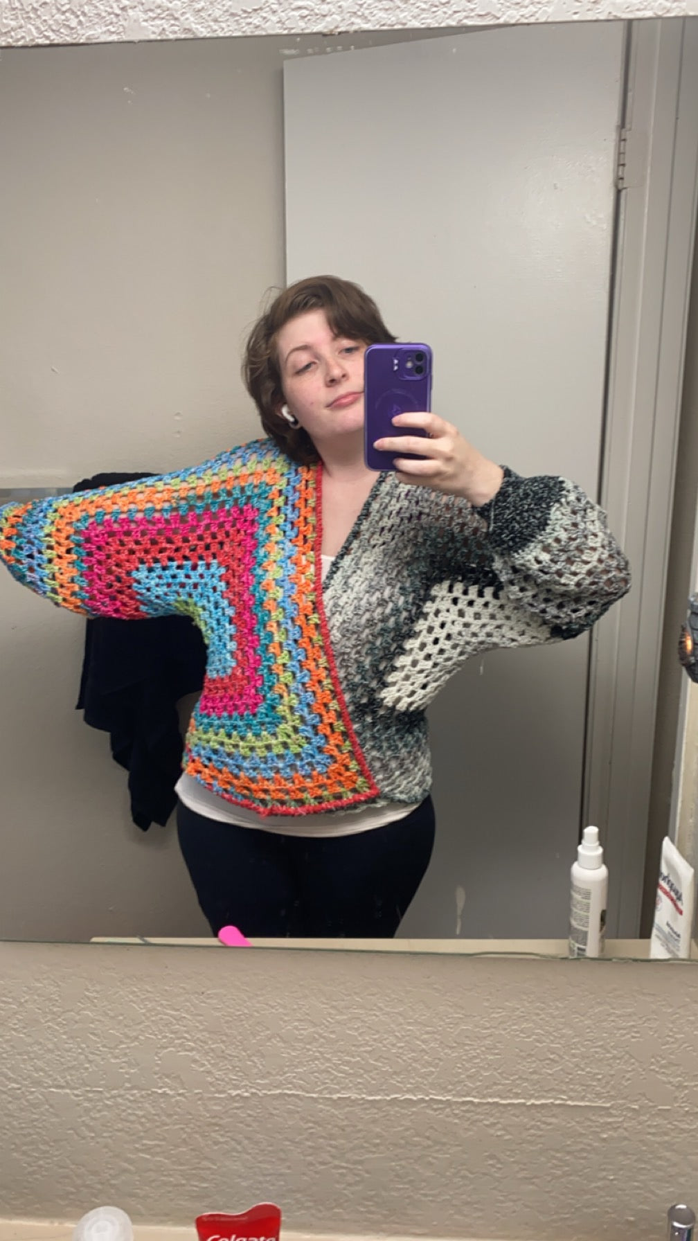 Rainbow/Black Ombré Hexi Cardi