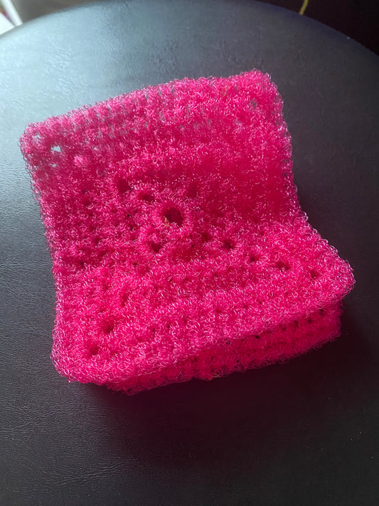 Pink square dish scrubbie